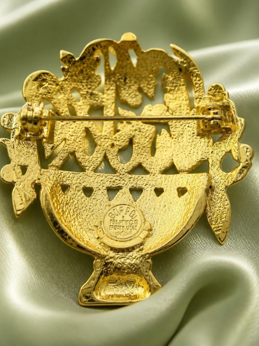 Edgar Berebi Limited Edition Brooch Crystal Featuring A Colorful Basket